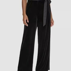 Karl Lagerfeld Paris Women's Black Belted High Rise Velvet Pants Size 6